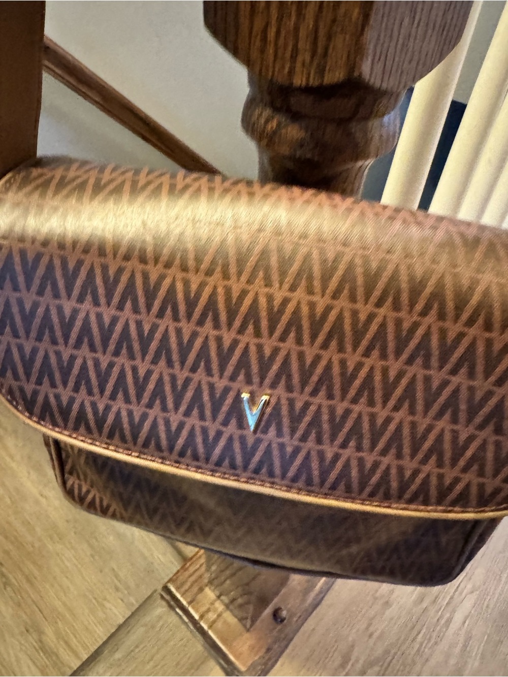Mario Valentino Monogram Brown Flap Bag
